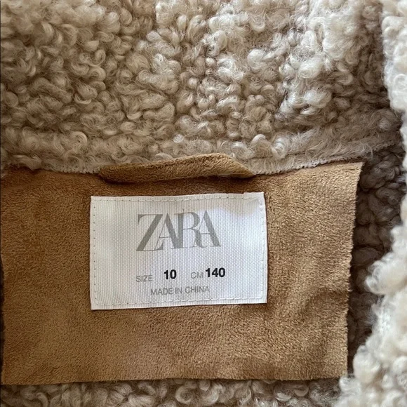 Zara Kids Tan Suede Style Kids Jacket with Sherpa Trim - Picture 2 of 6